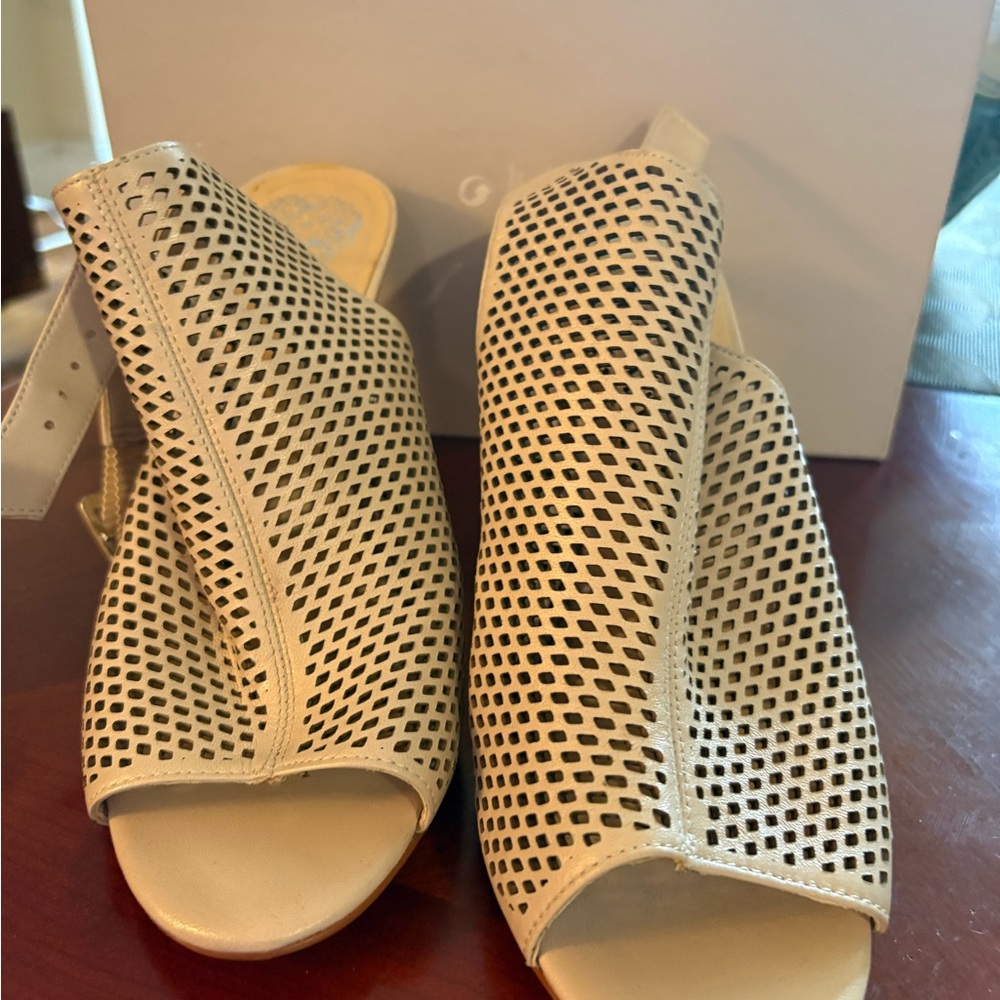 Vince Camuto Cream Perforated Sandals
